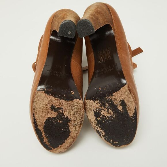 Marc By Marc Jacobs Brown Leather Ankle Wrap Booties Size 38.5 - Picture 6 of 7